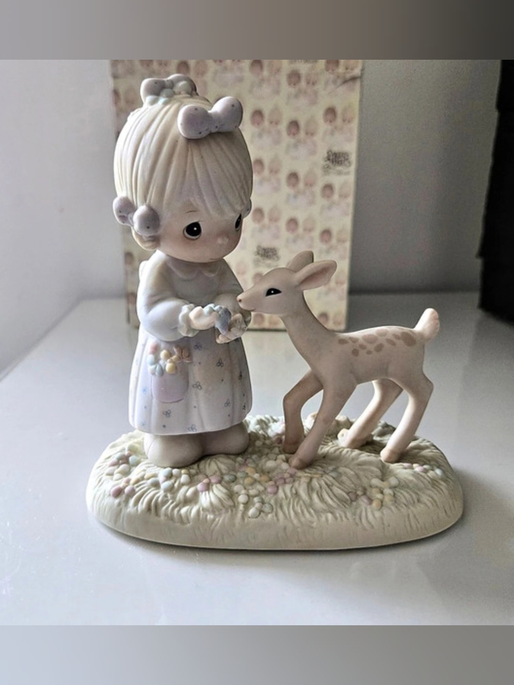 Enesco To My Deer Friend Porcelain Figurine in White & Pink